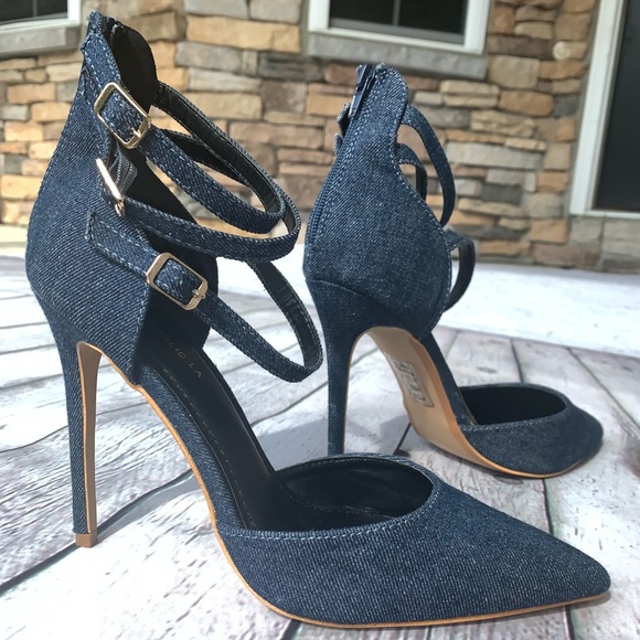 Shoe Republic LA Shoes - Women’s Stiletto Heel Denim Pumps